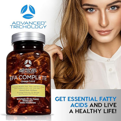 EFA Complete with Optimal Omega 3 6 9 Levels of Potency Flax Oil, Fish Oil, Borage Oil, and Evening Primrose Oil 800mgs (90count) 3rd Party Tested - High in GLA and 369 Omegas (Pack of 2)