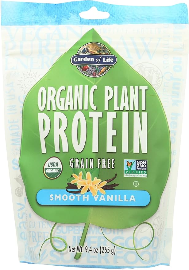 Garden of Life Organic Plant Protein Vanilla Flavor Protein Powder with Probiotics & Enzymes – Plant Based Powder, Amino Acids, Non-GMO, Grain-Free, Gluten-Free, Vegan, 10 Servings