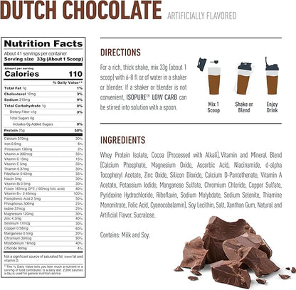 Isopure Low Carb 100% Pure Whey Isolate Dutch Chocolate Protein Powder 3 Lbs + 1 Bottle of Clear Protein Water with Electrolytes, 15g Whey Protein Isolate, Zero Sugar, Mixed Berry, 20 fl oz Bottle