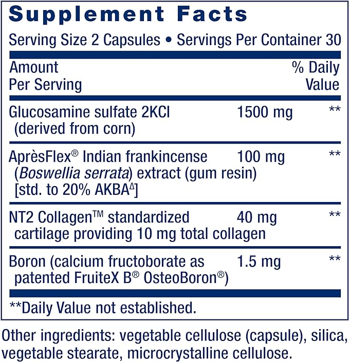 Life Extension ArthroMax® Advanced NT2 Collagen™ & AprèsFlex®, glucosamine sulfate, Boswellia (Indian Frankincense), Joint Health, Mobility, Gluten-Free, Non-GMO, 60 Capsules