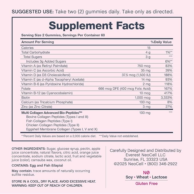 NeoCell Women's Multi Gummy with Collagen | 120 Gummies | Essential Vitamins & Minerals | Berry Flavor Supplement