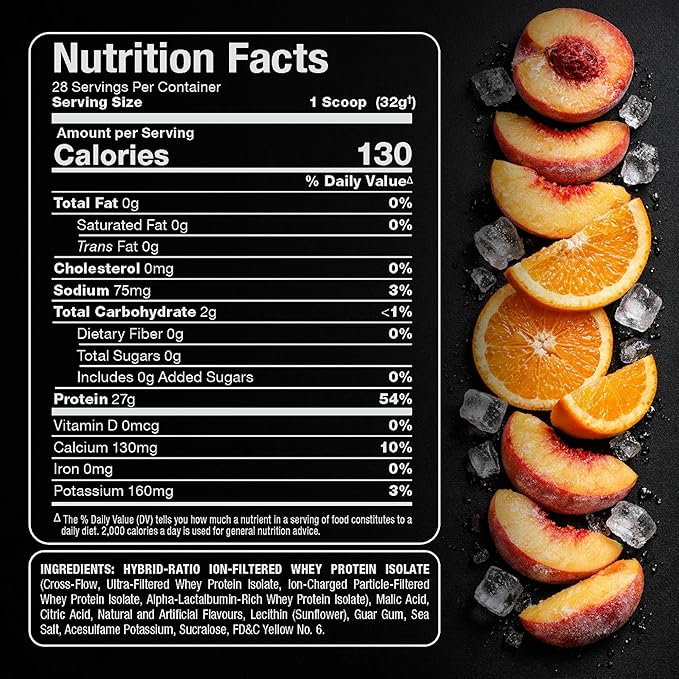ALLMAX ISOFLEX Chiller Pure Whey Isolate Protein Powder – Gluten Free, Low Lactose, Sugar-Free – High-Protein, Clean, Keto-Friendly, Workout Supplement, Women and Men | Citrus Peach Sensation, 2lb