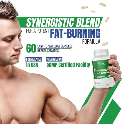 Thermogenic Fat Burner Brazilian Lean, Weight Loss Pills for Women, Waist Trimmer & Supplements for Bloating for Women & Men, 60 Capsules