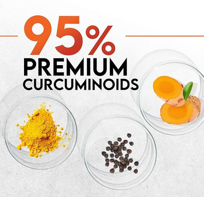 Turmeric Curcumin Supplement - 1800mg Organic Turmeric Per Serving - 95% Curcuminoids & BioPerine Black Pepper Extract for Best Absorption - Natural Vegan Joint Support, Bottled in USA - 240 Capsules