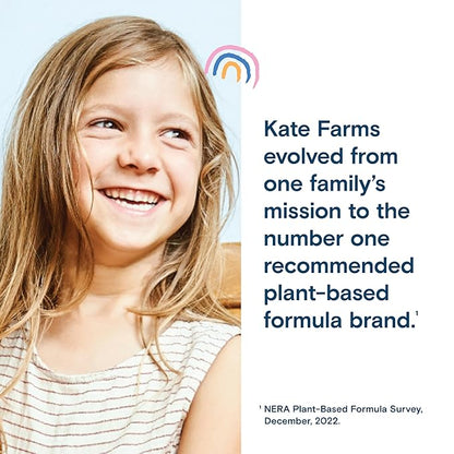 KATE FARMS Organic Plant Based Pediatric 1.2 Sole Source Vanilla Nutrition Shake,12g of protein,27 Vitamins and Minerals,Meal Replacement Drink for Kids,Non-GMO,8.45 Fl oz,(Pack of 24)