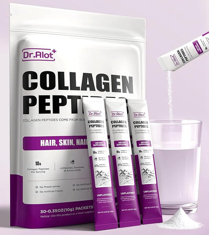 2X Boost Collagen Peptides Powder for Skin Hair Nail Joints Health, Ultra High Absorption Powder with Hydrolyzed Type 1 & 3 + VC, Unflavored Collagen Supplements for Women & Men 30 Servings