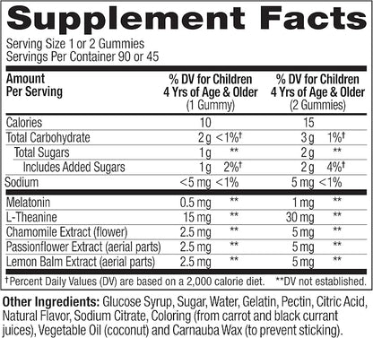 OLLY Kids Sleep Gummy,Occasional Sleep Support,0.5mg Melatonin,L Theanine,Chamomile,and Lemon Balm Extracts,Childrens Chewable Supplement,Raspberry Flavor -,90 Count (Pack of 2)