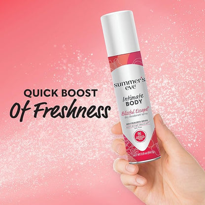Summer's Eve Daily Refreshing Feminine Spray, Blissful Escape, Daily Body Spray for Women, Feminine Care that Neutralizes & Reduces Body Odor, Gynecologist-Tested, 2 oz