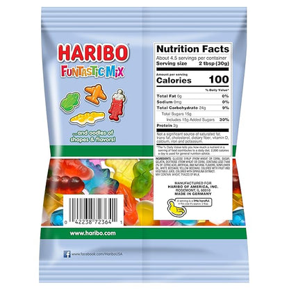 Haribo Gummi Candy | Funtastic Mix in Shareable Size Bags | Many Shapes & Flavors, 5 oz. (Pack of 12)