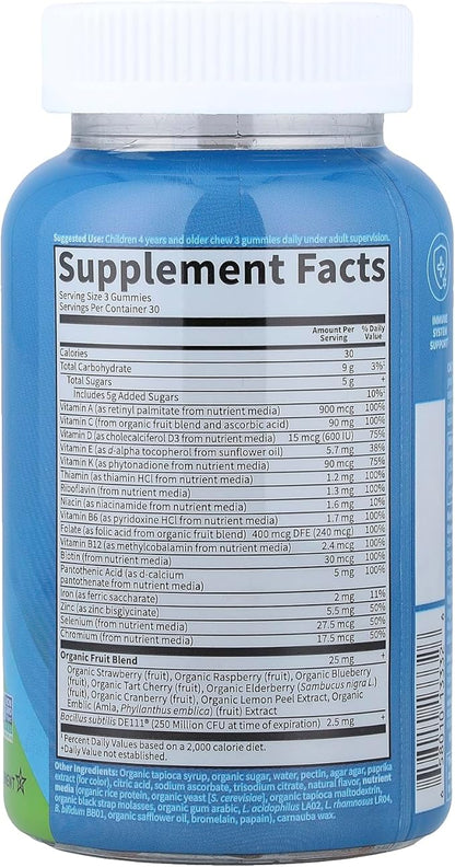 Kids Multivitamin Gummy with Iron + Probiotics for Immune Health & Digestion: Vitamins D, C, E, B, Zinc for Energy & Development, Vitamin Code, Non-GMO, Gluten-Free, 90 Orange Gummies, 30 Day Supply