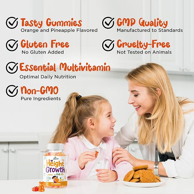 Height Growth Vitamins Supplement Gummies - Grow Taller for Teens Kids Boys Girls - Natural Height Increaser Maximizer Multivitamin