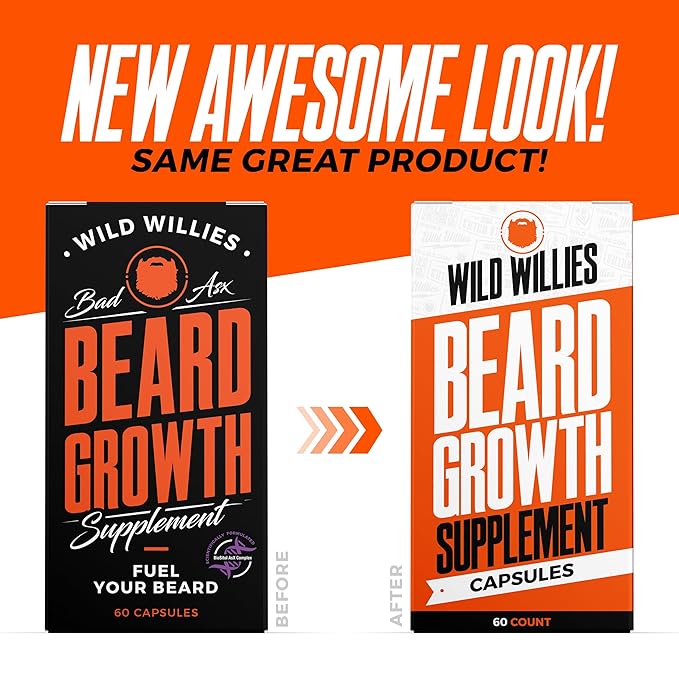 Wild Willies Beard Growth Kit - Capsules & Boost Serum - Natural Growth Oil With Biotin & Caffeine - Vitamins for Fuller, Thicker Beard - 60 Capsules - For Men