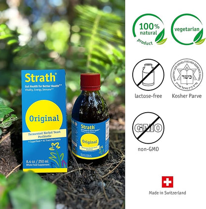 Strath Fermented Herbal Yeast Postbiotic - (8.4 Fl oz) Daily Nutritional Food Supplement Liquid | Supports Metabolism | Vegetarian | Lactose-Free | No Artificial Additives