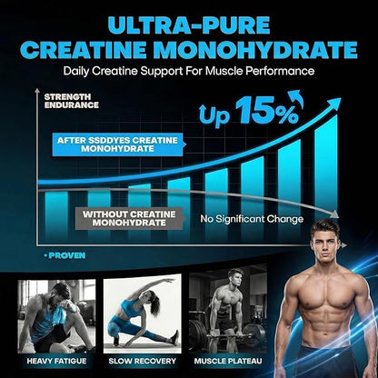 Creatine for Men, 5000MG Creatine Monohydrate Gummies for Men, Workout Support, 5g per Serving, Taurine + Vitamins B6 & B12, Blueberry Flavor, 120 Gummies (30 Servings)