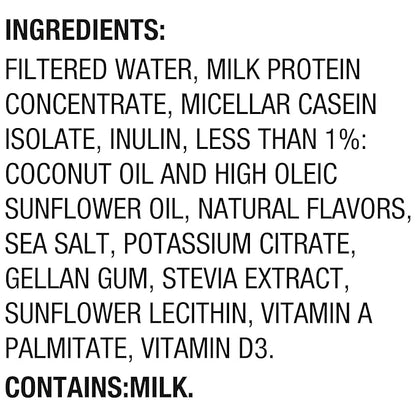 Oikos Protein Shake, Salted Caramel, 30g High Protein Drinks, Shelf Stable, Ready to Drink, 5g Prebiotic Fiber, 12 fl oz Bottle, 4 Count