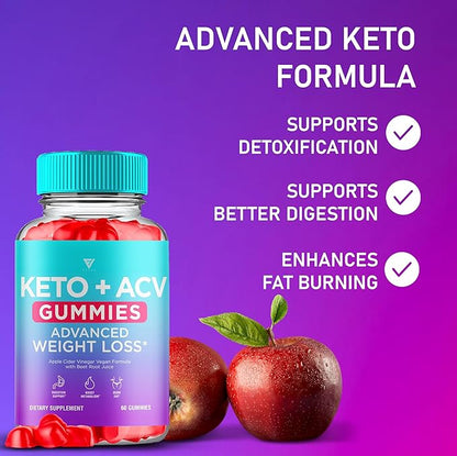Fyvus Apple Cider Vinegar Gummies Supplement – Daily Digestive Health & Gut Wellness Support for Women & Men – Vegan ACV Gummies with Apple Cider Vinegar – Non-GMO (1 Pack - 60 Gummies)