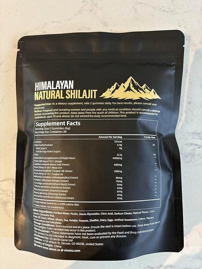 Shilajit* Gummies,Pure Himalayan* micronutrient Supplement, Himalayan Premium Ingredient with Shilajit, Ashwagandha, Gokshura, Fulvic Acid & 85+ Trace Minerals I for Men & Women ((4000MG/2 Bag))