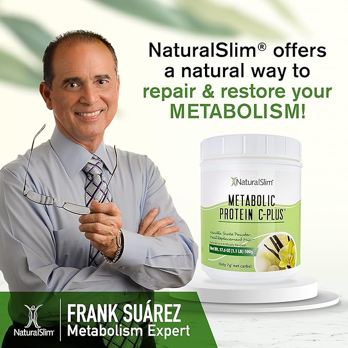 Metabolic Protein C-Plus, Whey Protein Powder & Shake Meal Replacement with Vitamin C, L-Glutamine & Digestive Enzymes, Low Carb Protein Drink, Support Metabolism, Energy & Gut health 1.1 lb, Vanilla