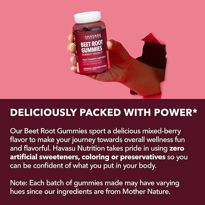 Beet Root Gummies with COQ10 & Pomegranate - Nitric Oxide Supplement for Men and Women - Beetroot for Endurance, Performance, Recovery - Vegan, Non-GMO, Gluten Free - Mixed Berry Flavor, 30 Count