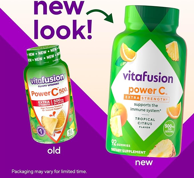 vitafusion Extra Strength Power C Gummy Vitamins, Tropical Citrus Flavored Immune Support (1) Vitamins, 92 Count