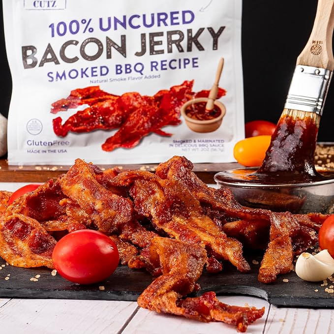 Bacon Jerky Variety Pack | 5 Flavors & Up to 24g Protein Per Bag | Fully Cooked, Tender, Easy to Chew, USA Made, High Protein Carnivore Snacks | Unique Gifts for Men (5 Bags)