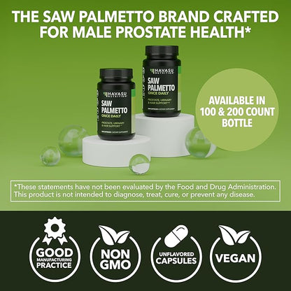 Saw Palmetto for Men Prostate Health Supplement to Promote Urinary Tract Function - 500mg Per Serving - 100 Count - DHT Blocker Hair Vitamin - Vegan, Non-GMO Capsules, Over 3 Month Supply