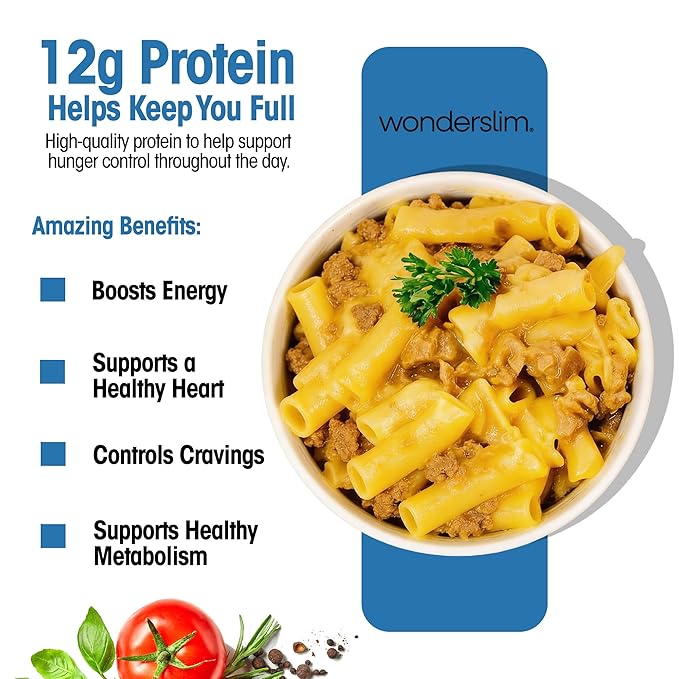 WonderSlim Protein Pasta, Cheese Steak Macaroni, 140 Calories, 12g Protein (7ct)