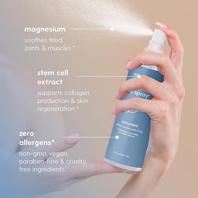 Magnesium Oil Spray for Sore Muscles, Feet, Joints and Leg Cramps, Supports Restful Sleep, Relaxation and Post-Workout Recovery, Suitable for Sensitive Skin, 12 fl oz by M3