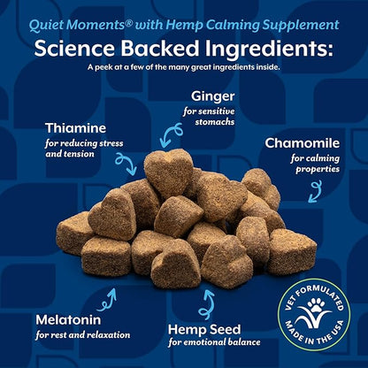 NaturVet Hemp Quiet Moments Plus Hemp Seed for Cats, 60 ct Soft Chews, Made in USA