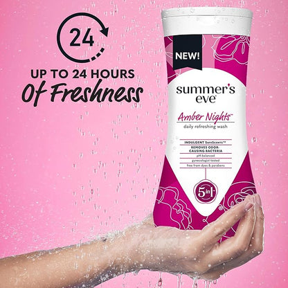 Summer's Eve Amber Nights with Oat and Shea Extracts, Daily Refreshing All Over Feminine Body Wash, Removes Odor, Feminine Wash pH Balanced, 15 fl oz (Pack of 2)