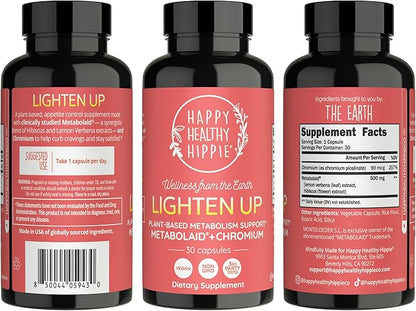 Happy Healthy Hippie GLP-1 Supplement (Metabolaid™ + Chromium) + Appetite Suppressant for Women | Metabolism Booster (AMPK) for Weight | Belly Fat Burner | Hunger & Cravings Control - 30 Vegan Caps