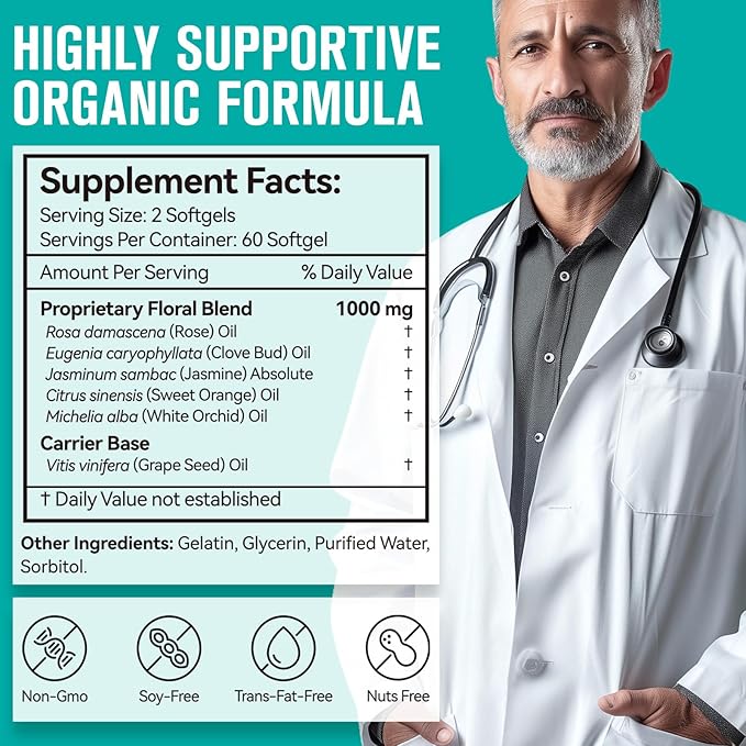 Body Deodorizing Supplement, Odor Capsules for Women and Men, Supports Menopause Body Odor Control, Fresh Breath, Supports Immunity and Digestion, Non-GMO Softgels 120 Count.