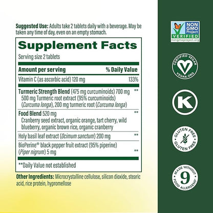 MegaFood Whole Body Turmeric Curcumin Supplement - Turmeric Supplement With Black Pepper & Vitamin C - 475 mg Curcuminoids Per Serving - Antioxidant & Immune Support - Vegan - 60 Tablets, 30 Servings