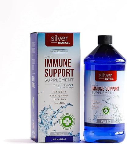 Silver Biotics Advanced Silver Technology, SilverSol Ag₄O₄ 10 PPM Immune Support | Bio-Hacking Immune Building Natural Support | 32 Fl Oz