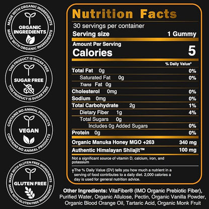 Organic SHILAJIT Gummies by NutroTonic | Shilajit for Men & Women | Cane Sugar Free, Sweetened by Organic Manuka Honey | Clean Formula | Natural Fulvic & Humic Acid | 30 Healthy Gummies (6)