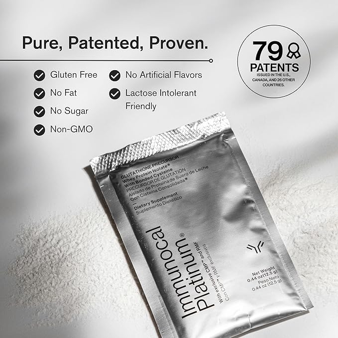 Immunocal Platinum Glutathione Precursor – Whey Protein Isolate, Anti-Aging, Skin + Cell Renewal, Immune Support, Detox + Bone Support | Fat and Sugar Free, Lactose-Intolerant Friendly | 30 Servings