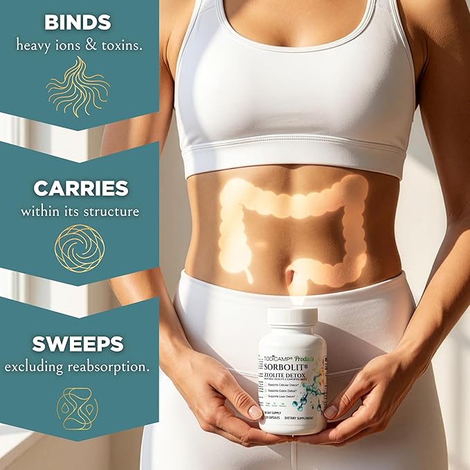 Zeolite Detox for Adults Sorbolit - Zeolite Capsules Binder Detox Cleanse - Zeolite Clinoptilolite for Deep Full Body Detox, Gut Cleanse, Cellular and Liver Detox