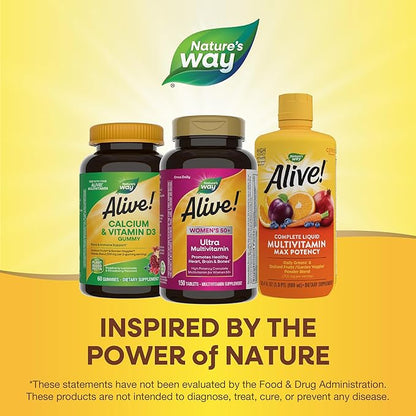Nature’s Way Alive! Ultra Potency Multivitamin for Women 50 Plus, Complete High Potency Formula with Vitamin D3, C, E, Methylated B12, Supports, Heart, Brain, and Bone Health*, 150 Tablets