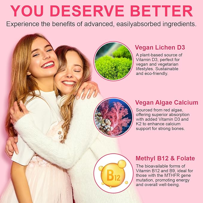 Multivitamin for Women, Womens Multivitamin Gummies with Minerals, Biotin + Zinc + Vitamins B6, B12, C, D & E,100% Natural Strawberry Flavor,No Sugar,60 Gummies