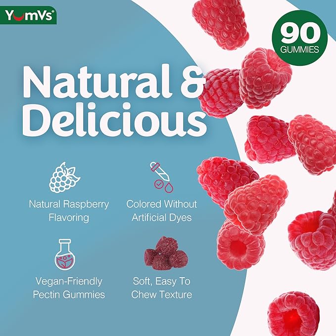 YUM-V'S Magnesium Citrate Gummies – 900mg Highly Absorbable Magnesium Gummies for Women & Men to Support Nerve, Muscle & Enzyme Function – Gluten-Free, Kosher & Raspberry Flavor (90 Count)