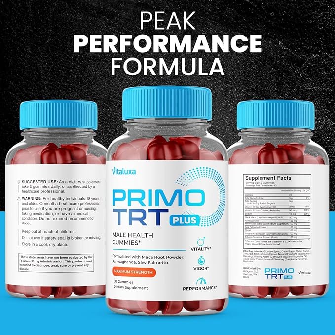 (2 Pack) Primo TRT Gummies, Primo TRT Advanced Performance Blend Supplement, PrimoTRT Try Prime Gomitas Maximum Strength for Males Support for Overall Health Wellness All Natural Ingredients (120 Ct)