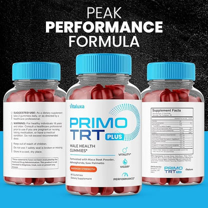 (2 Pack) Primo TRT Gummies, Primo TRT Advanced Performance Blend Supplement, PrimoTRT Try Prime Gomitas Maximum Strength for Males Support for Overall Health Wellness All Natural Ingredients (120 Ct)