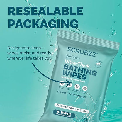 Extra Large Bath Wipes for Adults No Rinse - 120 Disposable Body Cleansing Cloths for Men, Women & Elderly - Great for Gym, Camping, Post Surgery