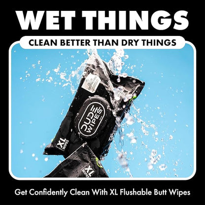 DUDE Wipes Odor Destroyer Flushable Wipes - Extra-Large Adult Wet Wipes - 6 Pack (288 Count) - Deodorizing, Lightly Scented, Controls Odor for up to 24 Hours - Septic and Sewer Safe