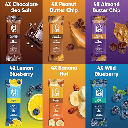 IQBAR Clean Plant Protein Bars - Fruit and Chocolate Lovers - 24 Count - Keto, Vegan, High Fiber, Gluten and Dairy Free, Low Sugar Snack - Brain and Body Nutrients for Focus, Energy, Meal Replacement