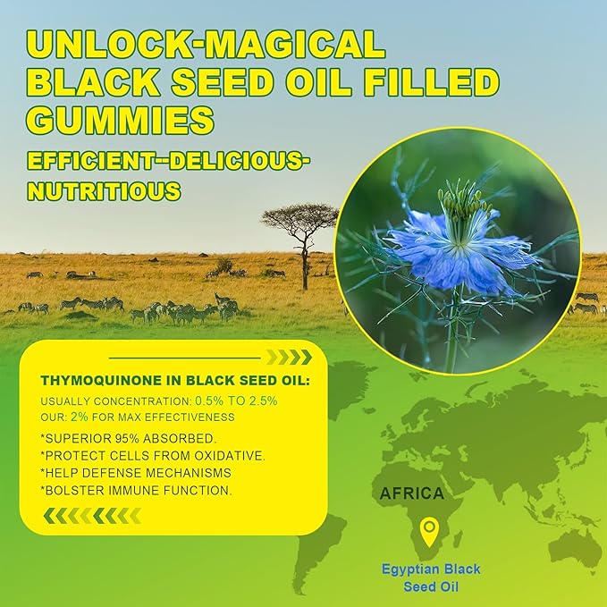 Black Seed Oil Gummies & Chlorophyll, Biotin 500mcg with Hydrolyzed Collagen, Raw Manuka Honey, Organic Cold Pressed - Ultimate Absorption for Skin, Hair & Nails, Digestive, Overall Health,2 Pack