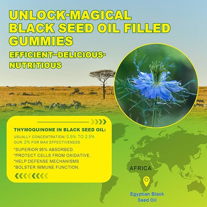 Black Seed Oil Gummies & Chlorophyll, Biotin 500mcg with Hydrolyzed Collagen, Raw Manuka Honey, Organic Cold Pressed - Ultimate Absorption for Skin, Hair & Nails, Digestive, Overall Health,2 Pack