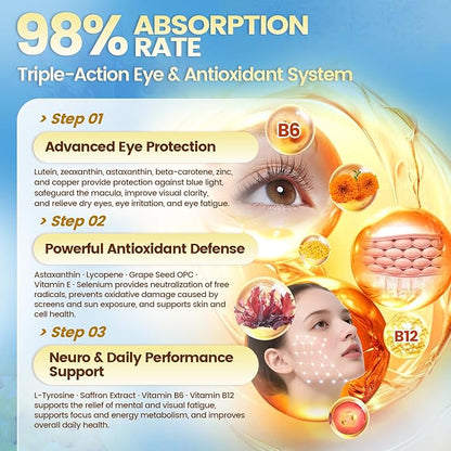 14-in-1 Astaxanthin 12mg & Lutein 40mg with Zeaxanthin Supplements, 24 Month Supply, Fresh Microalgae Source, Supports Eye, Skin, Antioxidant, Joint, Circulatory Health, Non-GMO, Gluten Free, 4 Bag