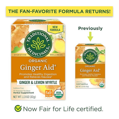 Traditional Medicinals Tea, Organic Ginger Aid, Promotes Healthy Digestion, 16 Tea Bags