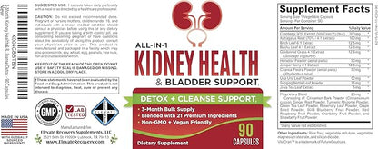 3-Month Kidney & Bladder Support Supplements | Men & Women | Total Urinary Tract Health Supplement Complex | 90 Capsules